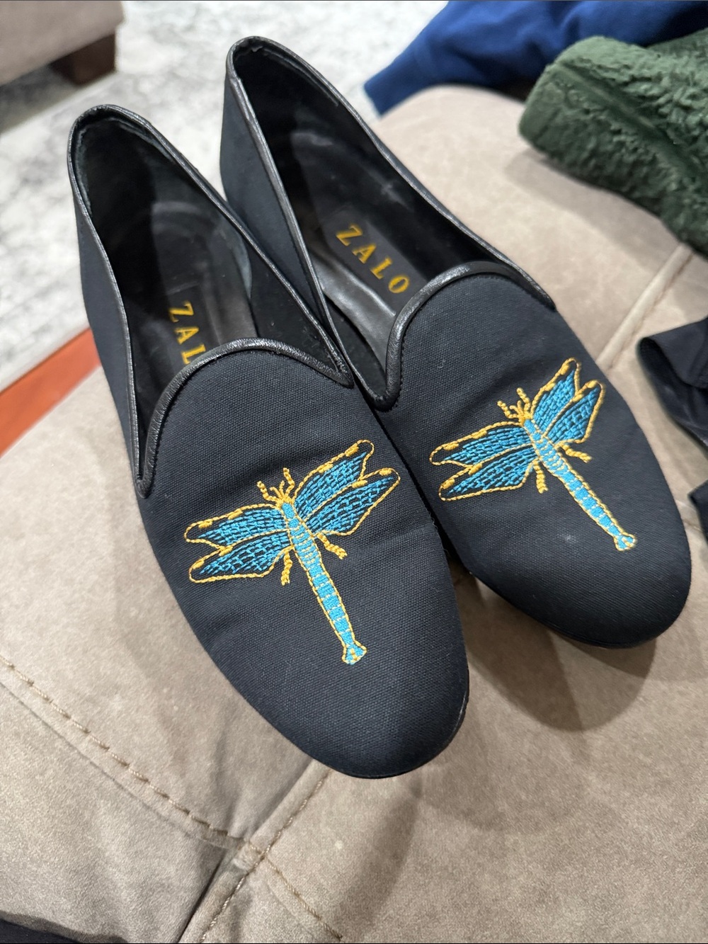 ZALO Embroidered Dragonfly Slip on Loafer flats - size 8